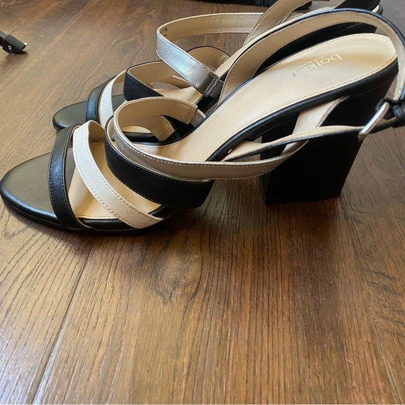 Botkier Sera Caged Black Leather Chunky Edgy Strappy Slingback Sandal Heel SZ 11 - Picture 5 of 14